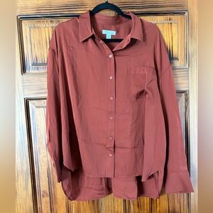 Nordstrom Signature Silk Blouse in Rust